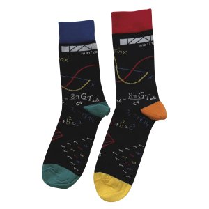 Barevné ponožky s matematickými motivy a logem Matfyz (dvě barevné varianty) 